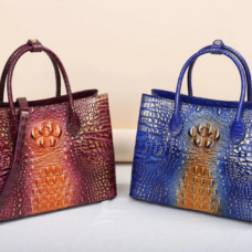 Genuine Leather Croc Executive Charm Tote 6