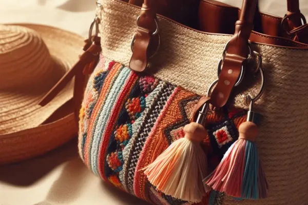 Woven Bag at the Beach on the Sand