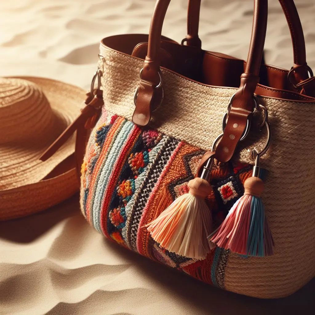 Woven Bag at the Beach on the Sand