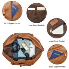 Vegan Leather Travel Duffle Bag with Shoe Pouch (C) 3