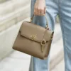 Genuine Leather Golden Lock Flap Bag 2