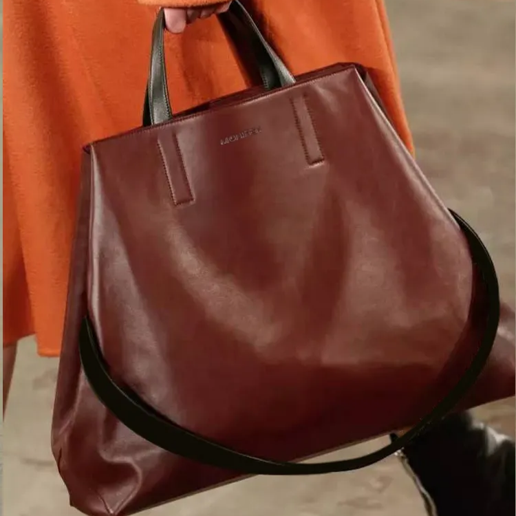Genuine Leather Large Carryall Slouchy Tote 5