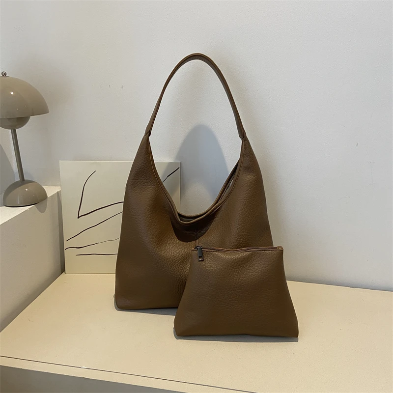 Vegan Leather Slouchy Hobo with Pouch Bag Set 9