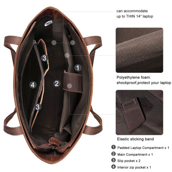 Large Genuine Hand-Rubbed Leather Tote Bag 2