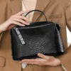 Genuine Leather Snake-Leather Top Handle Bag 1
