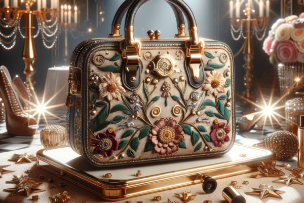 A luxurious handbag inspired by celebrity fashion, featuring elegant design, high-quality materials, and a blend of modern and classic styles. The han