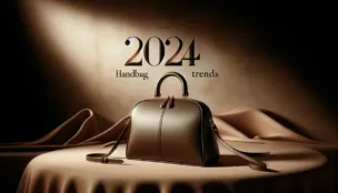 A simple yet luxurious image that beautifully highlights the 2024 Handbag Trends. The design features a single, elegant handbag against a backdrop that embodies luxury and sophistication, with large, bold text reading 2024 Handbag Trends to clearly convey the theme.