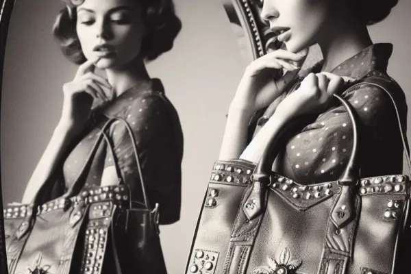 Traditional Lady carrying a Vintage Leather Bag