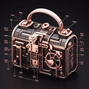 Mechanical Handbag with many locks and closure types.